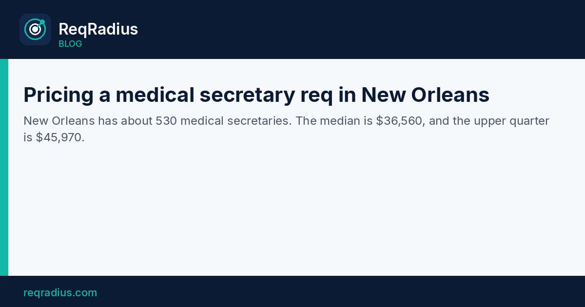 ReqRadius card on medical secretary pay in New Orleans